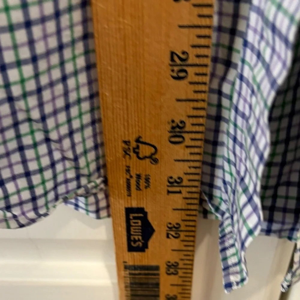 Ralph Lauren Mens Purple Green Tattersall Check Button Down Shirt Large L Cotton